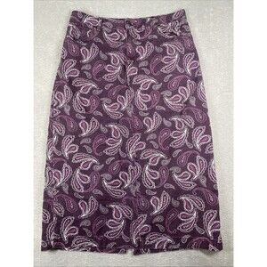 Jessica London Long Denim Jean Skirt Women's 14W Purple Paisley Western Country
